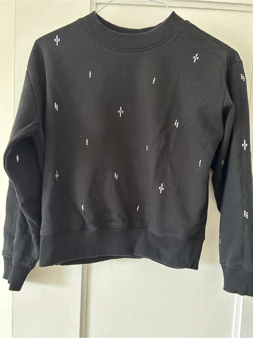 A New Day Black Embellished Crewneck Women's Sweater